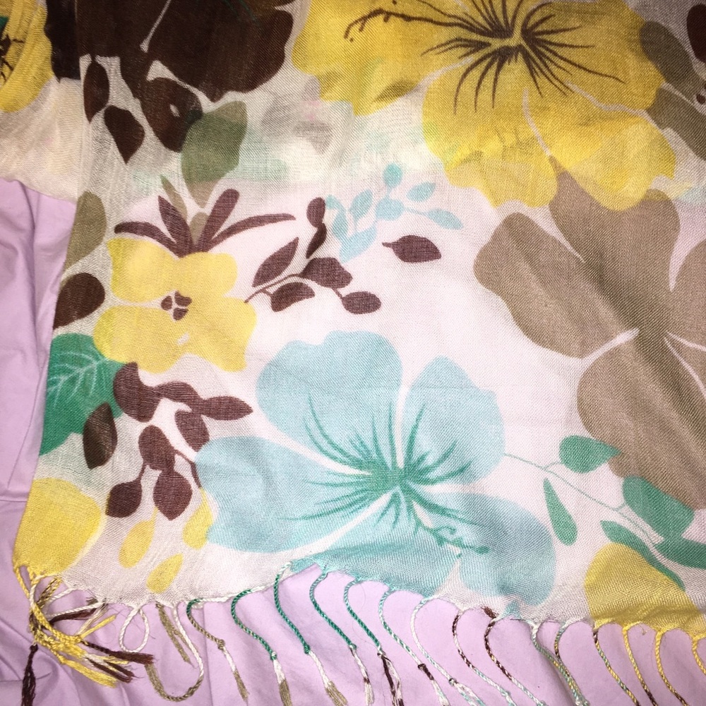 Long hand-painted floral scarf